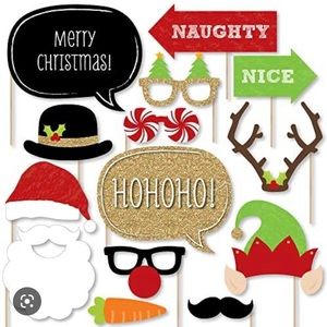 Big Dot of Happiness Christmas Photo Booth Props kit-New